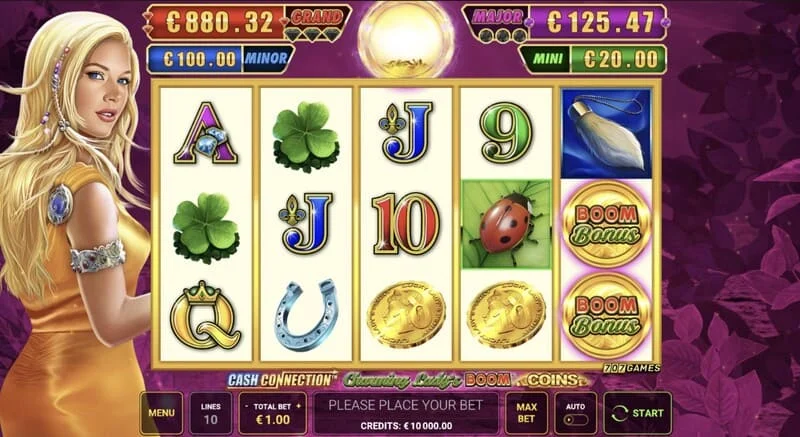 Cash Connection - Charming Lady's Boom Coins - πλέγμα 5×3 με σύμβολα τύχης